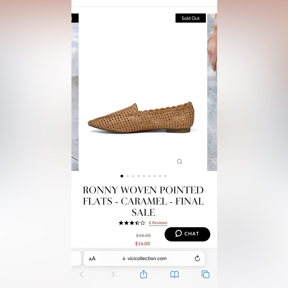 RONNY WOVEN POINTED FLATS - CARAMEL